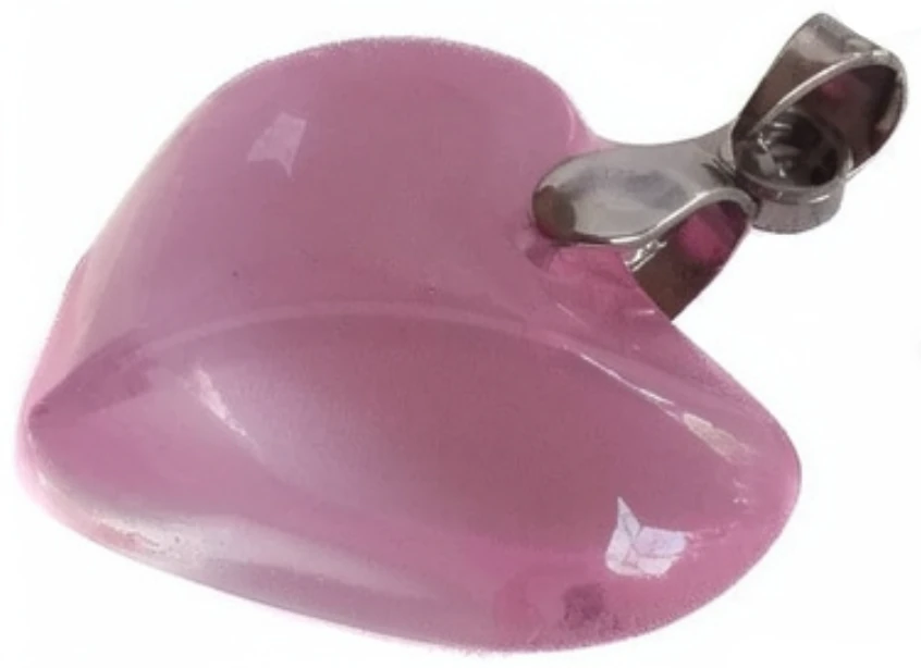 Dije de acero quirurgico corazon cristal rosa 20mm
